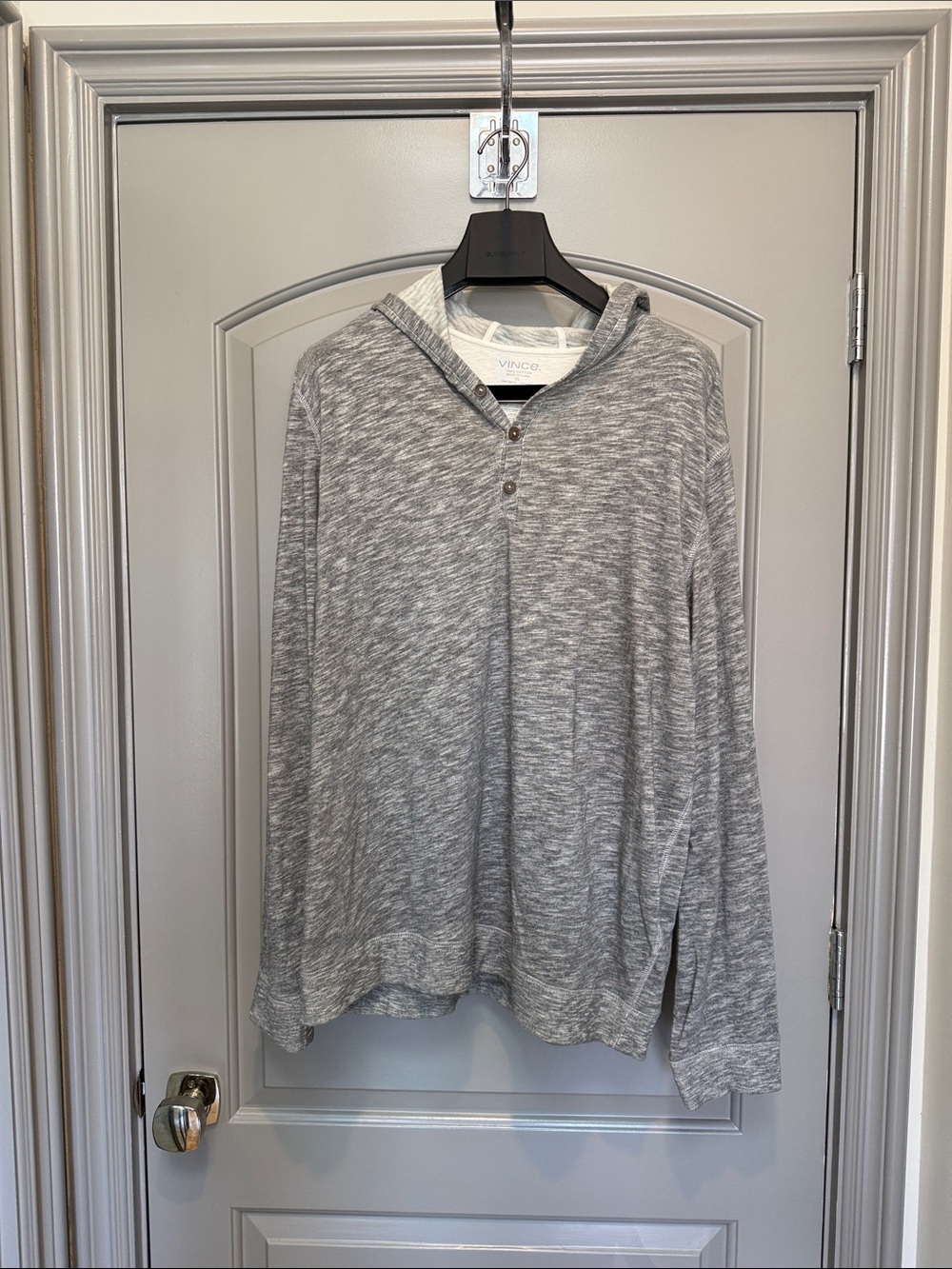 Vince NWOT Heather Gray Hooded Henley Pullover